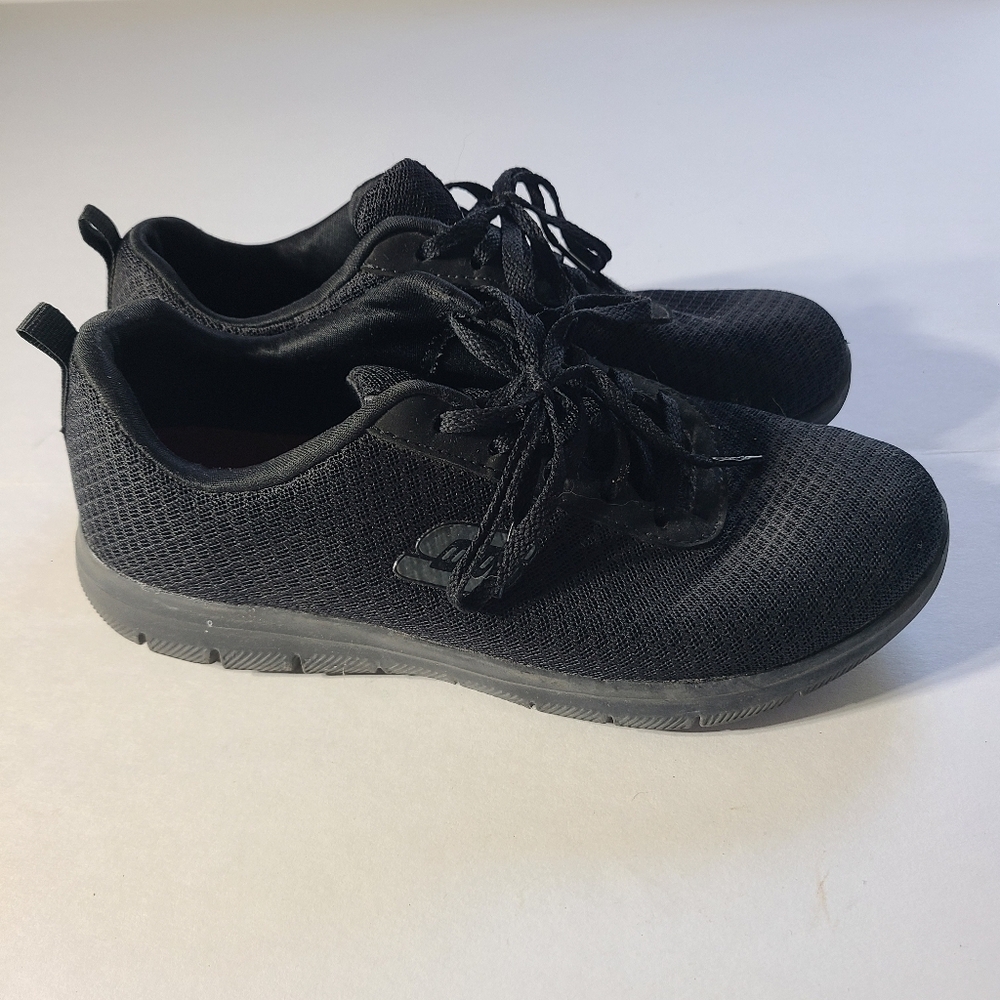 Skechers Work Wide Fit Slip Resistant Black Sneakers - Picture 4 of 10